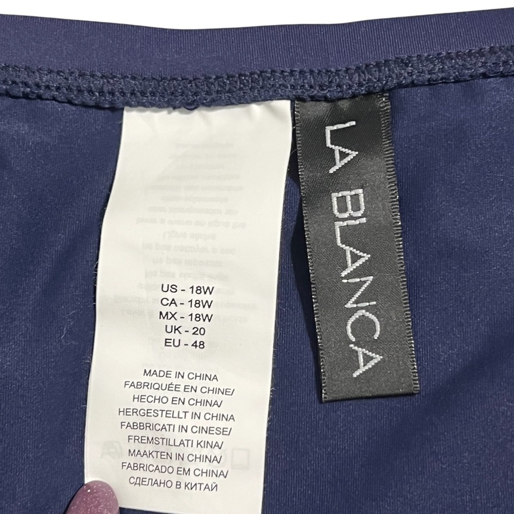 La Blanca Navy Ruched Swim Skirt 18W Tummy Control Plus Size - Picture 6 of 10